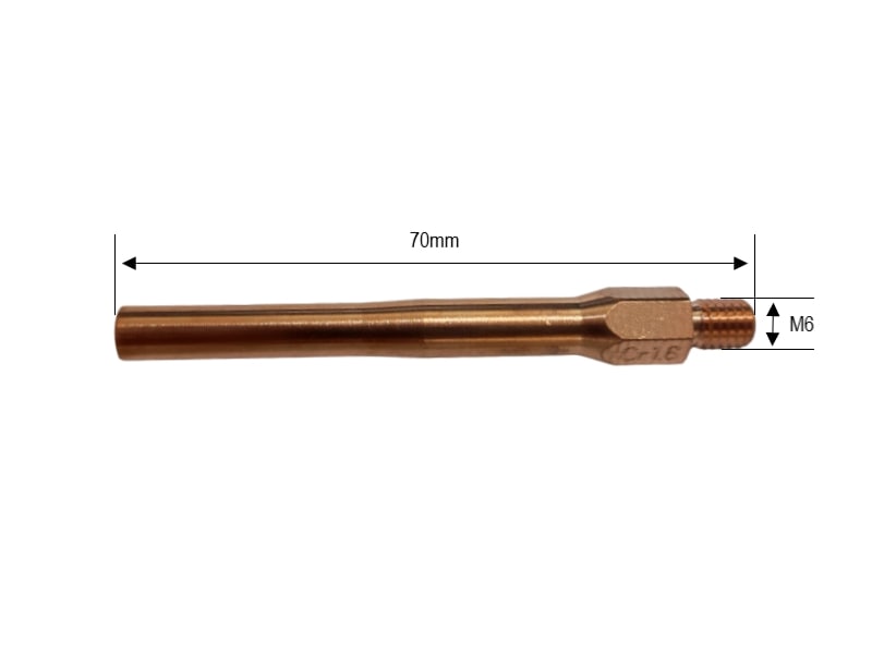 Bép hàn hợp kim M6 x 70mm cucrzr – Contact tips