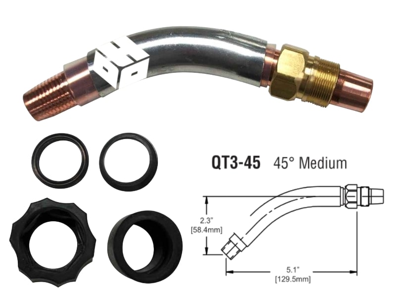 Cổ cong QT3-45 phụ kiện súng hàn mig Bernard - swan neck