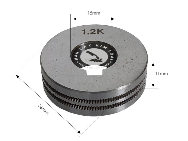 Con lăn dây hàn rãnh răng cưa ID 15mm x OD 36mm