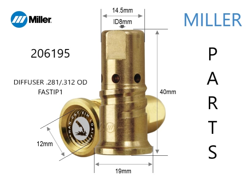 Nối bép hàn Miller 206195 - Diffuser .281/.312 OD