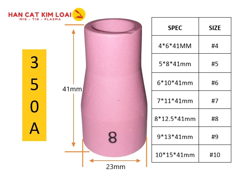 Sứ hàn tig 350A - ceramic nozzle deformation