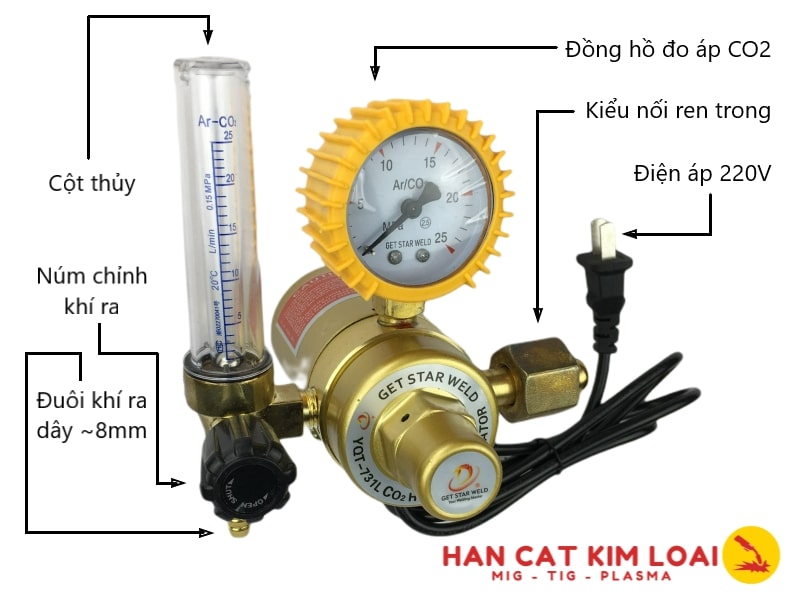 Đồng hồ CO2 220V/120W GS-2004 - Heated regulator